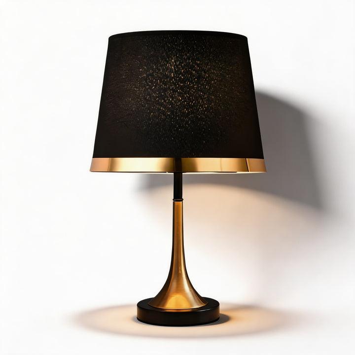 Mid-Century Modern Brass Table Lamp with Fabric Shade Touch Control LED Adjustable for Bedside or Desk Use