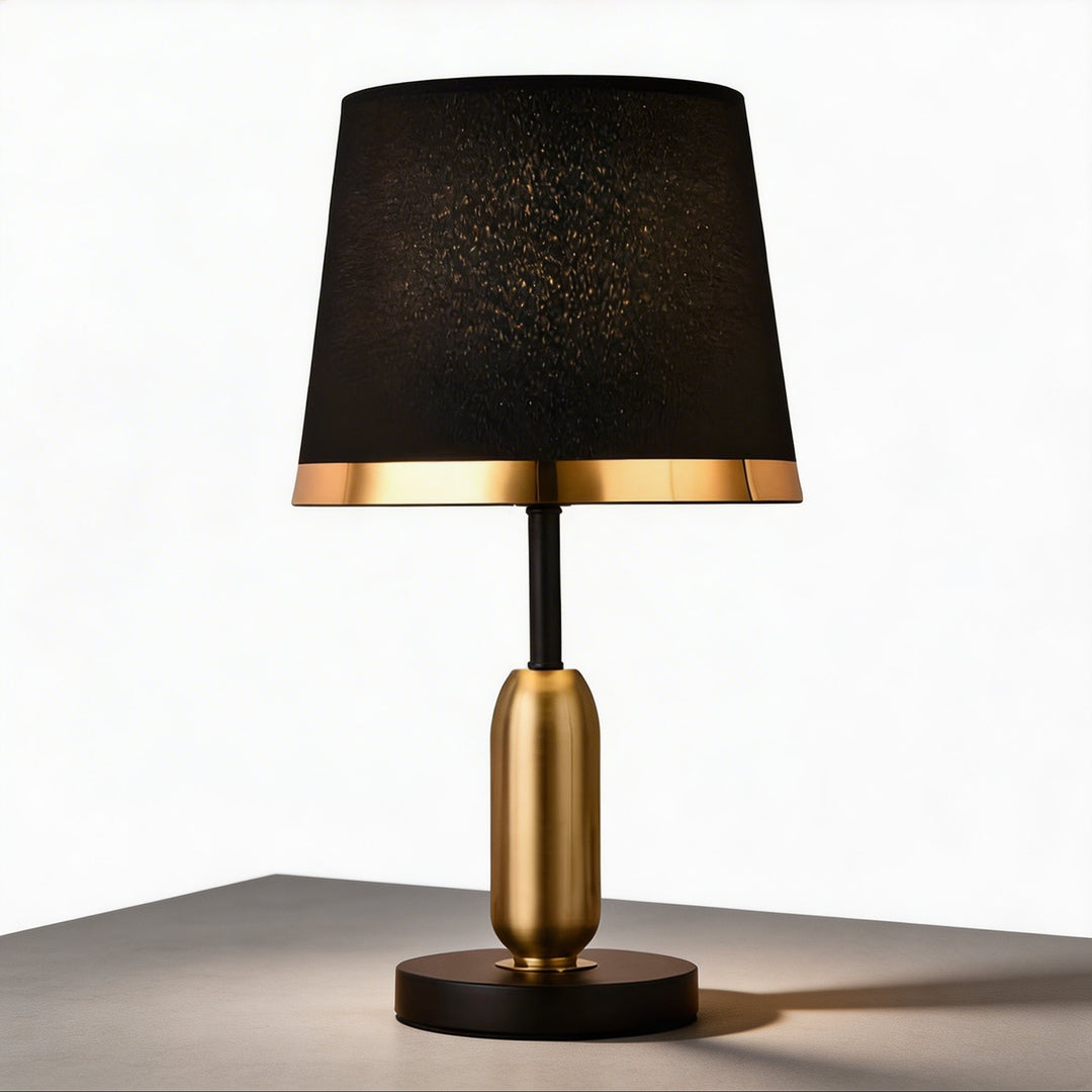 Mid-Century Modern Brass Table Lamp with Fabric Shade Touch Control LED Adjustable for Bedside or Desk Use