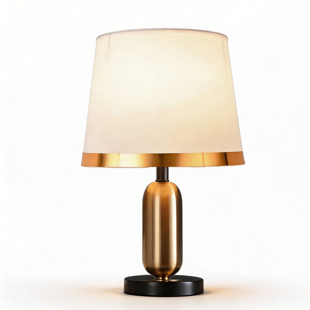 Mid-Century Modern Brass Table Lamp with Fabric Shade Touch Control LED Adjustable for Bedside or Desk Use