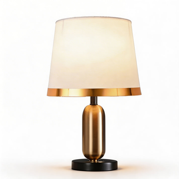 Mid-Century Modern Brass Table Lamp with Fabric Shade Touch Control LED Adjustable for Bedside or Desk Use