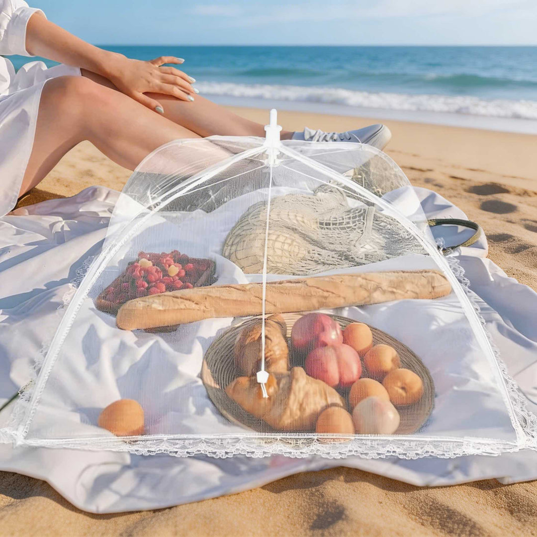 Modern Pop-Up Food Protector with Zinc-Plated Steel Frame and Durable Polyester Mesh for Outdoor Dining