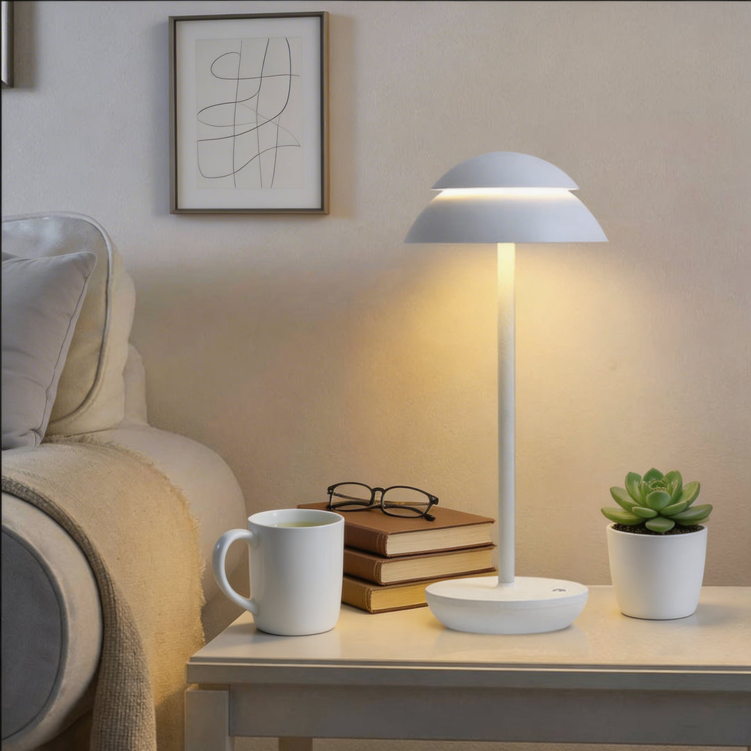Modern Mushroom Table Lamp Cordless Metal Adjustable LED Touch Control with 3 Color Temperatures
