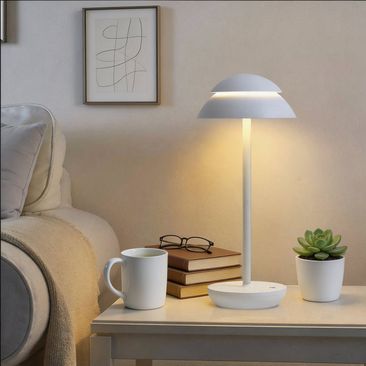 Modern Mushroom Table Lamp Cordless Metal Adjustable LED Touch Control with 3 Color Temperatures