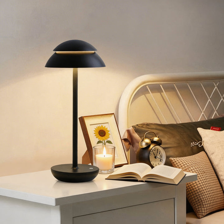Modern Mushroom Table Lamp Cordless Metal Adjustable LED Touch Control with 3 Color Temperatures