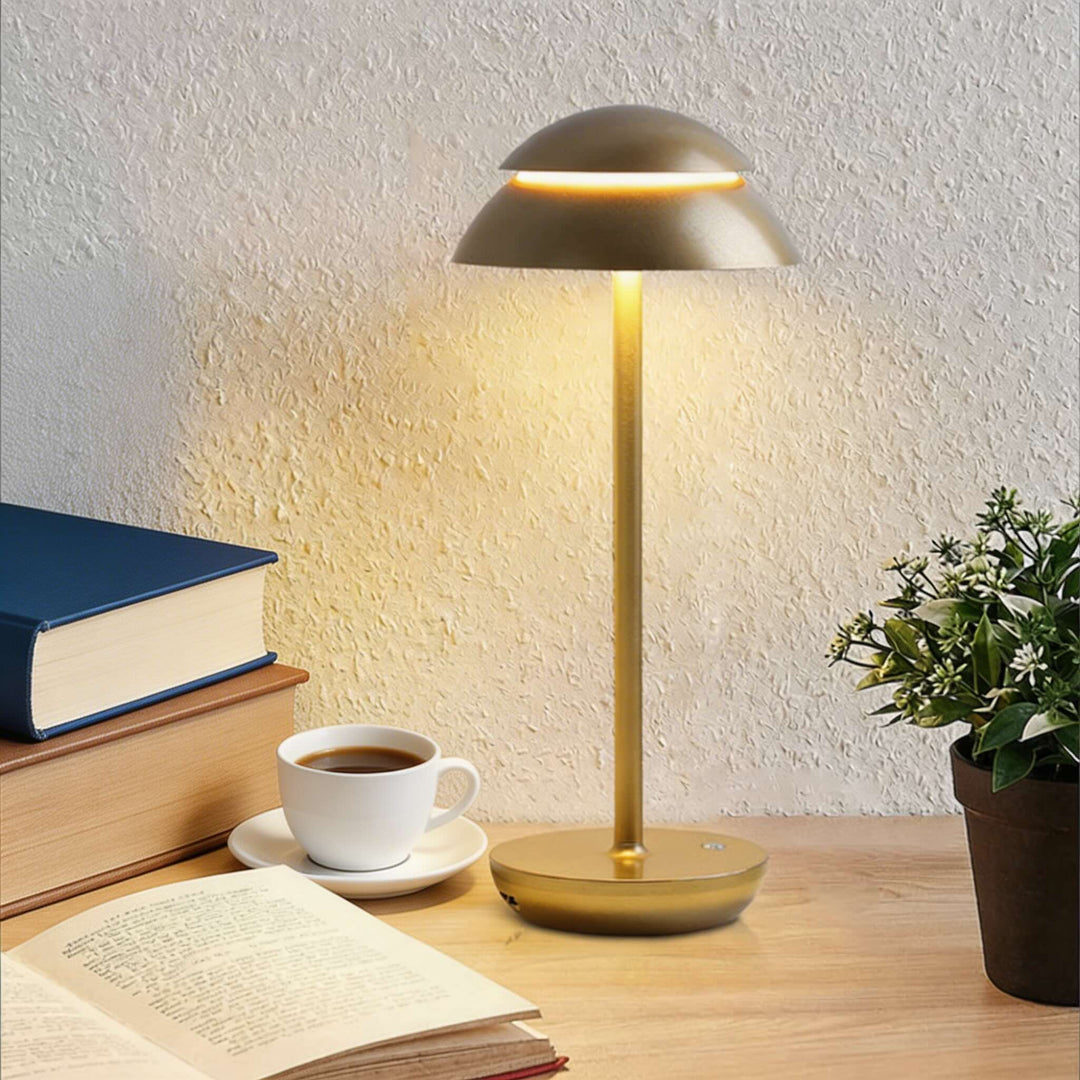 Modern Mushroom Table Lamp Cordless Metal Adjustable LED Touch Control with 3 Color Temperatures