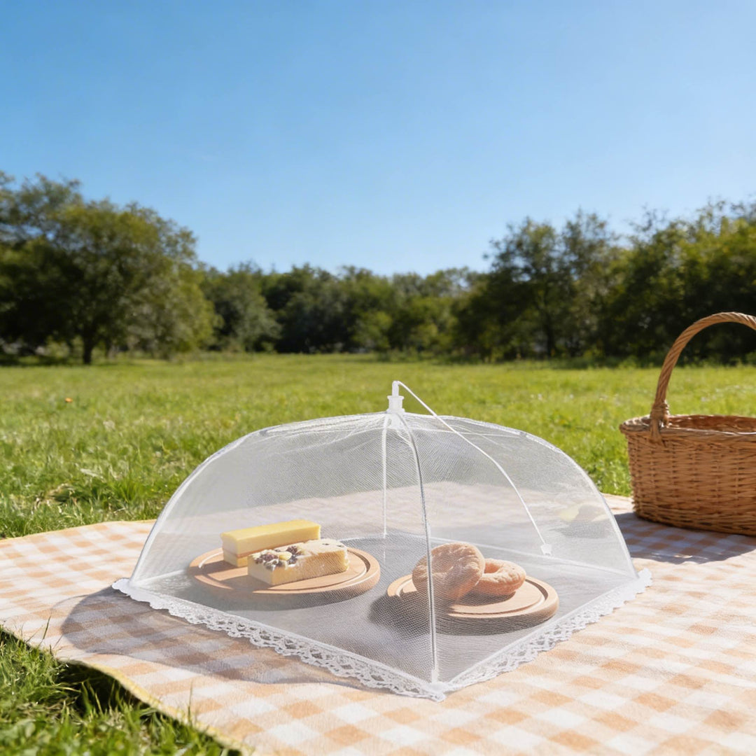 Modern Pop-Up Food Protector with Zinc-Plated Steel Frame and Durable Polyester Mesh for Outdoor Dining