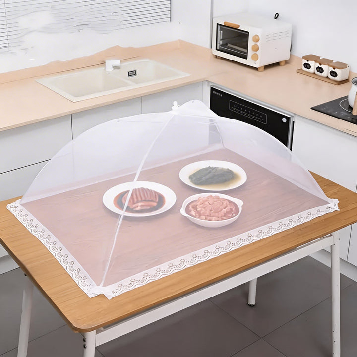 Modern Pop-Up Food Protector with Zinc-Plated Steel Frame and Durable Polyester Mesh for Outdoor Dining