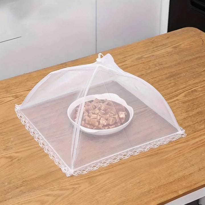 Modern Pop-Up Food Protector with Zinc-Plated Steel Frame and Durable Polyester Mesh for Outdoor Dining