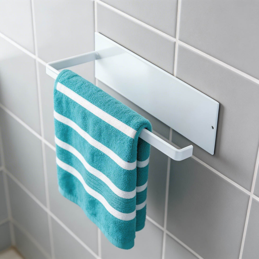Modern Wall Mounted Paper Towel Holder Durable Iron Adhesive Space Saving Design for Kitchen and Bathroom