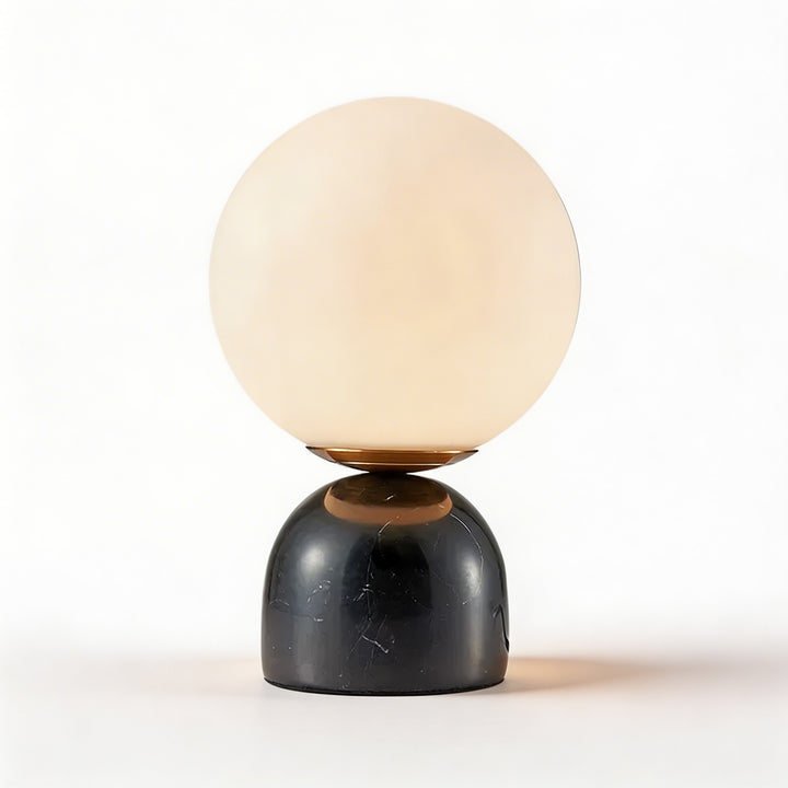 Modern Table Lamp with Marble Base Glass Shade LED Lighting for Bedroom and Desk Use