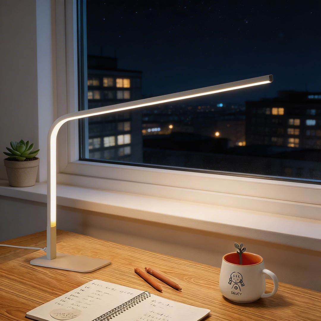 Contemporary Table Lamp Adjustable Silicone Shade Dimmable for Bedroom and Desk Use