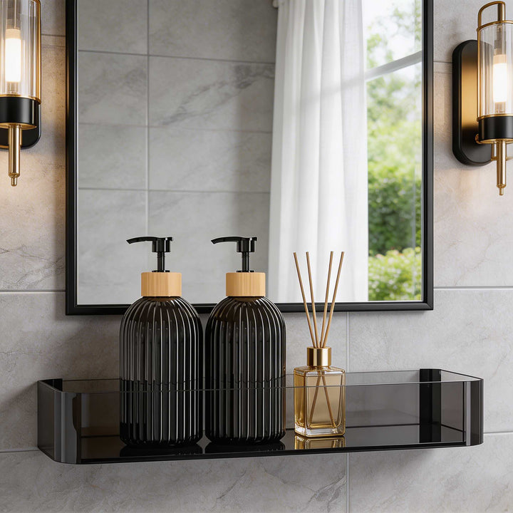 Modern Black Soap Dispenser with Pump Durable Plastic 16.9 fl oz for Kitchen and Bathroom Use