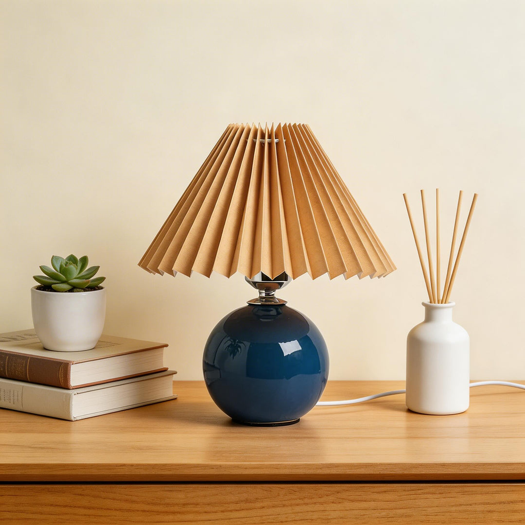 Vintage Table Lamp Ceramic Base Adjustable E27 LED Bulb for Bedroom Nightstand or Bedside Use