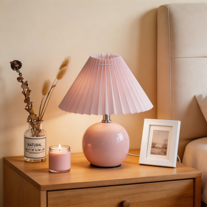 Vintage Table Lamp Ceramic Base Adjustable E27 LED Bulb for Bedroom Nightstand or Bedside Use