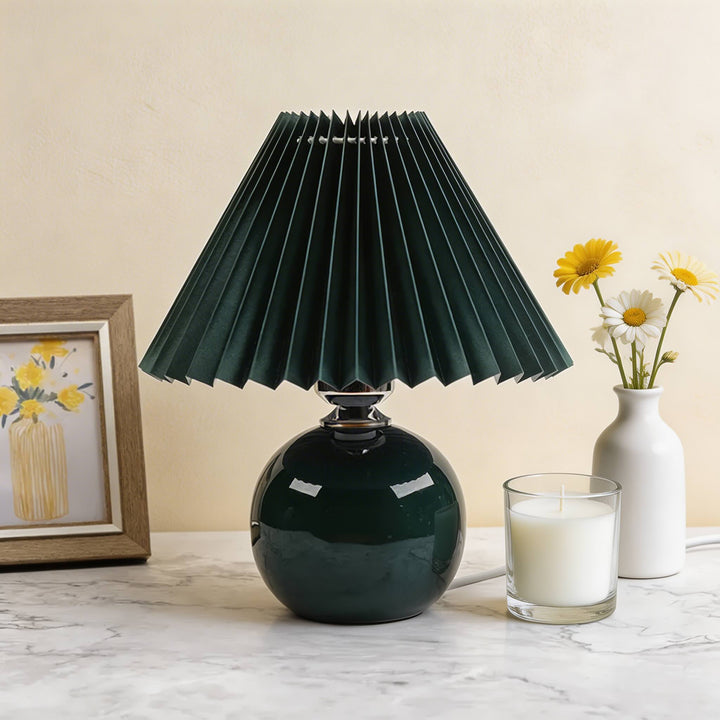 Vintage Table Lamp Ceramic Base Adjustable E27 LED Bulb for Bedroom Nightstand or Bedside Use