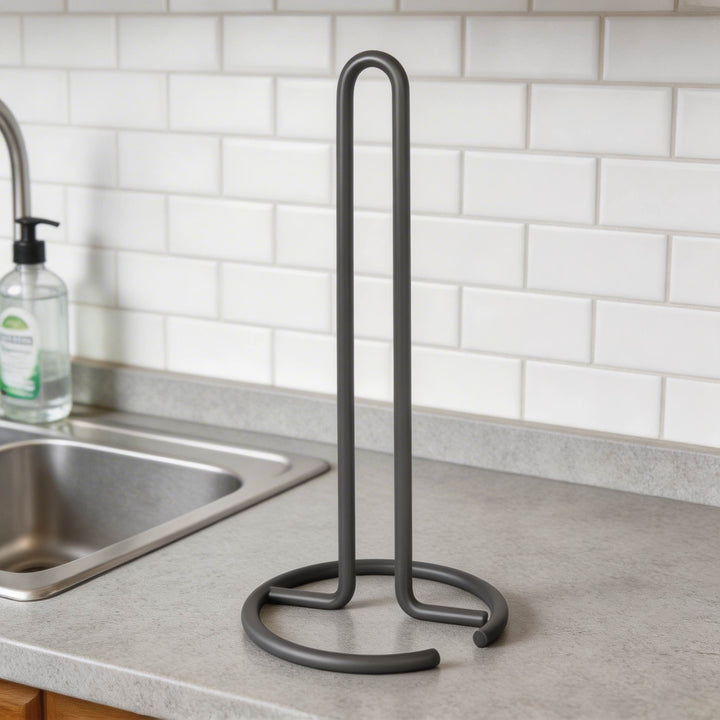 Modern Freestanding Toilet Tissue Paper Holder Durable Iron Design for Easy One-Handed Use