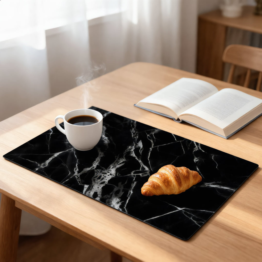 Modern Marble Print Dish Drying Mat with Non-Slip Rubber Base and Heat-Resistant Diatom Mud for Efficient Drying