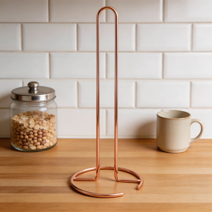 Modern Freestanding Toilet Tissue Paper Holder Durable Iron Design for Easy One-Handed Use