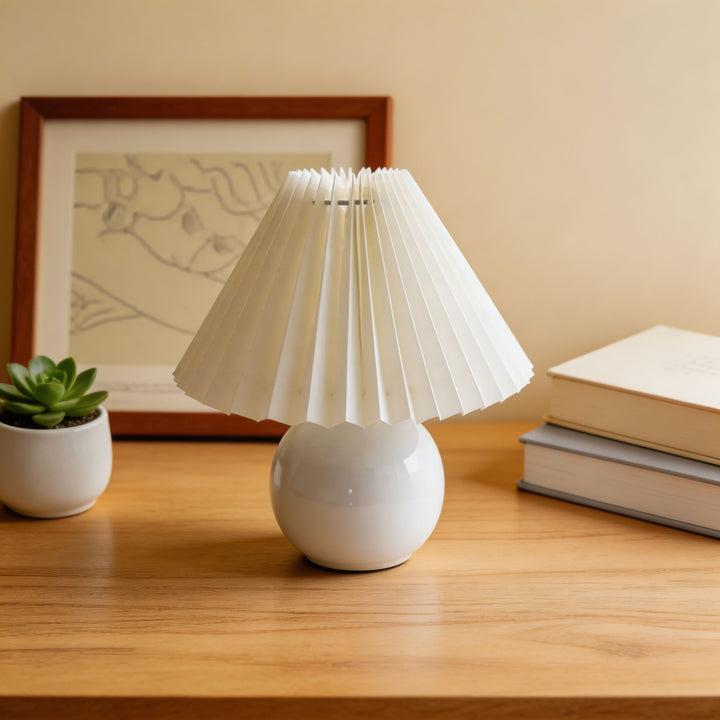 Vintage Table Lamp Ceramic Base Adjustable E27 LED Bulb for Bedroom Nightstand or Bedside Use