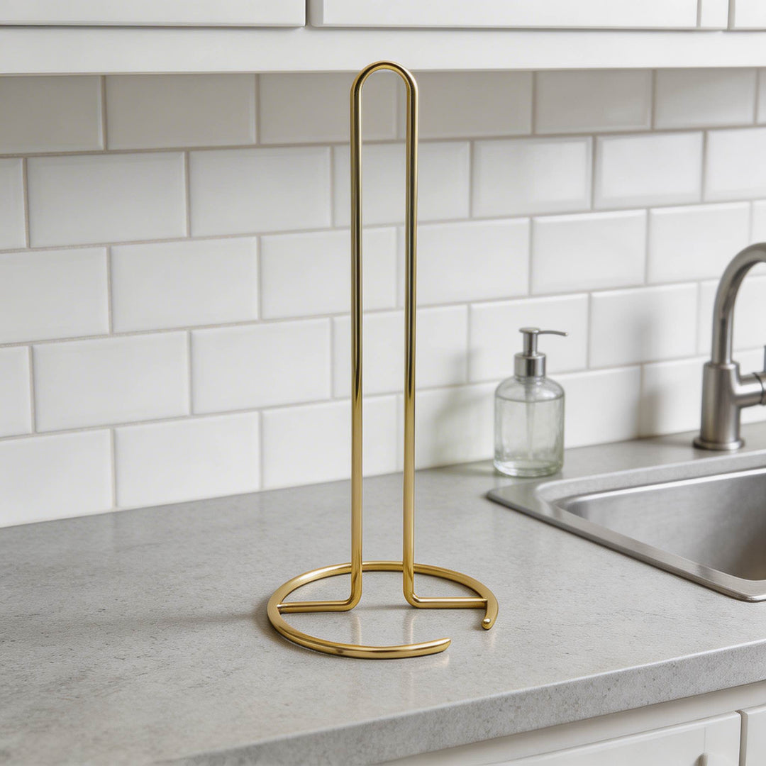 Modern Freestanding Toilet Tissue Paper Holder Durable Iron Design for Easy One-Handed Use