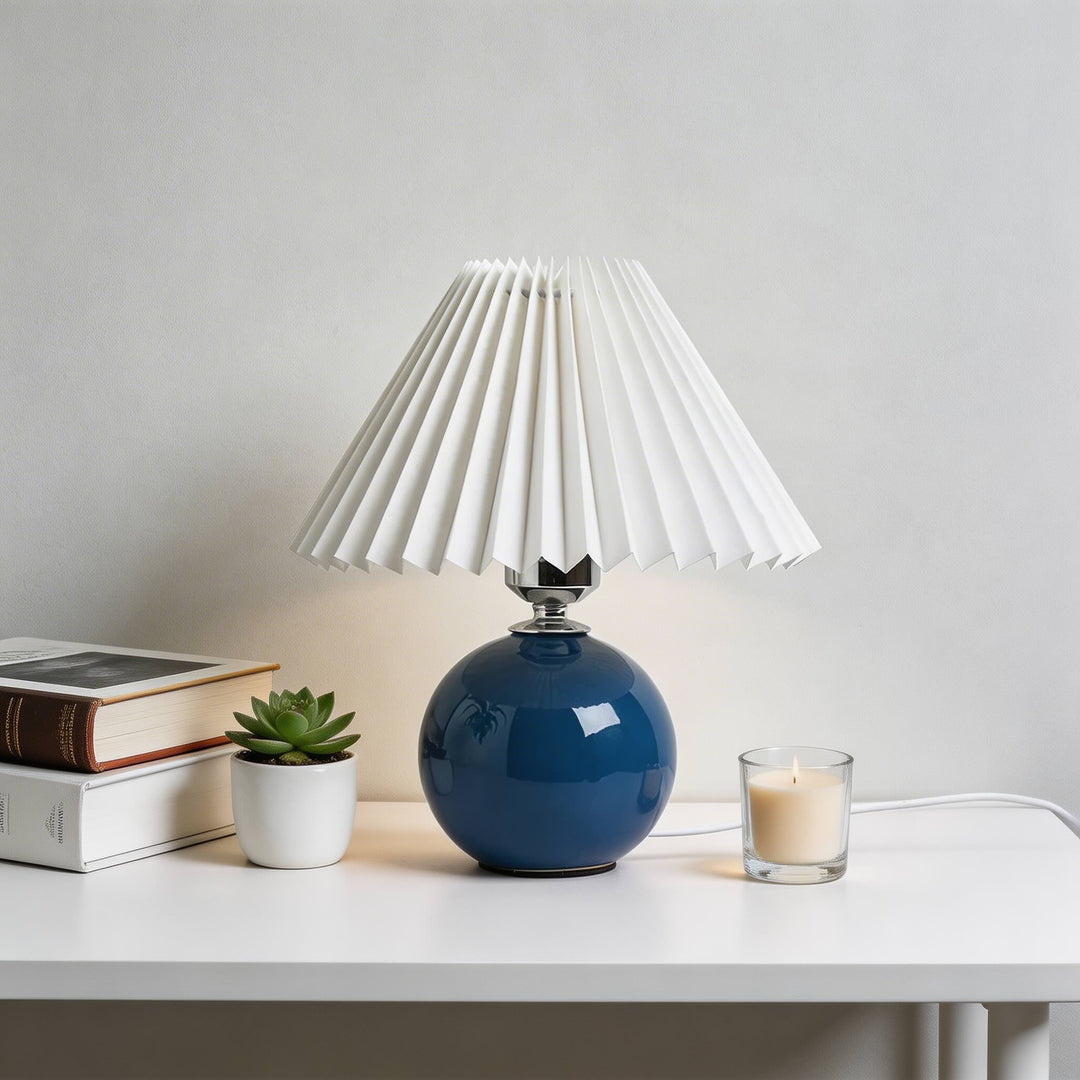 Vintage Table Lamp Ceramic Base Adjustable E27 LED Bulb for Bedroom Nightstand or Bedside Use