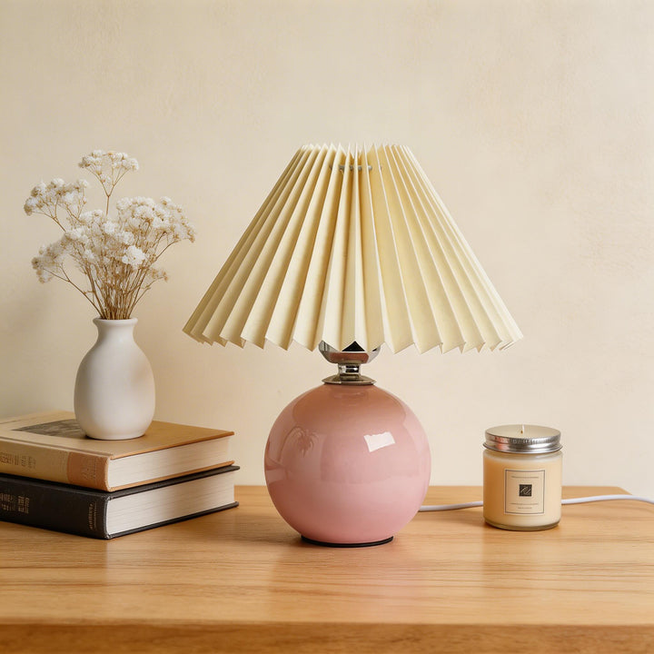 Vintage Table Lamp Ceramic Base Adjustable E27 LED Bulb for Bedroom Nightstand or Bedside Use
