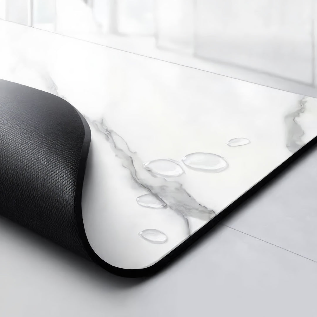Modern Marble Print Dish Drying Mat with Non-Slip Rubber Base and Heat-Resistant Diatom Mud for Efficient Drying
