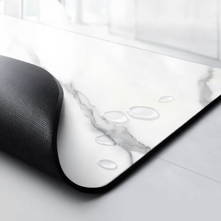 Modern Marble Print Dish Drying Mat with Non-Slip Rubber Base and Heat-Resistant Diatom Mud for Efficient Drying