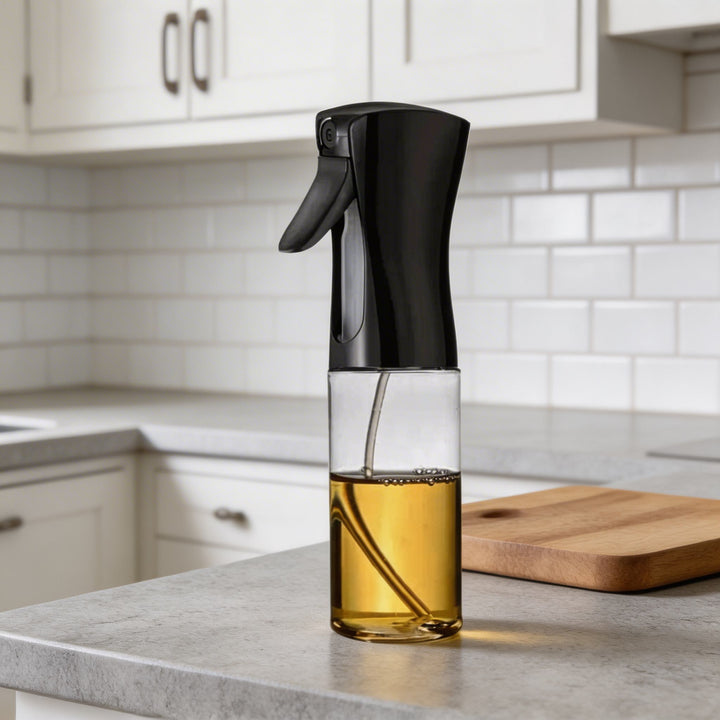 Oil Spray Bottle with Fine Mist Nozzle for Healthy Cooking and Refillable Olive Oil Sprayer