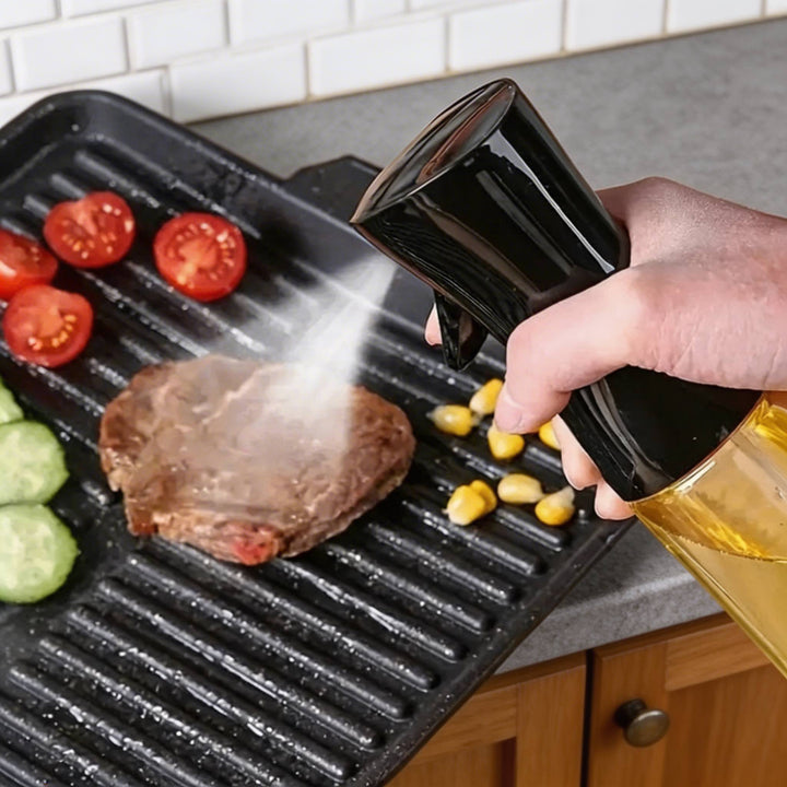 Oil Spray Bottle with Fine Mist Nozzle for Healthy Cooking and Refillable Olive Oil Sprayer