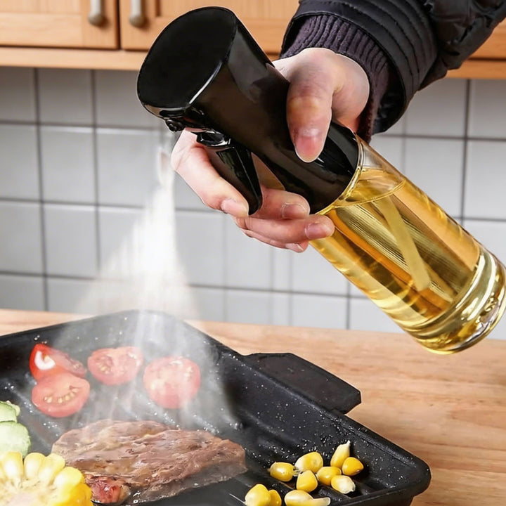 Oil Spray Bottle with Fine Mist Nozzle for Healthy Cooking and Refillable Olive Oil Sprayer