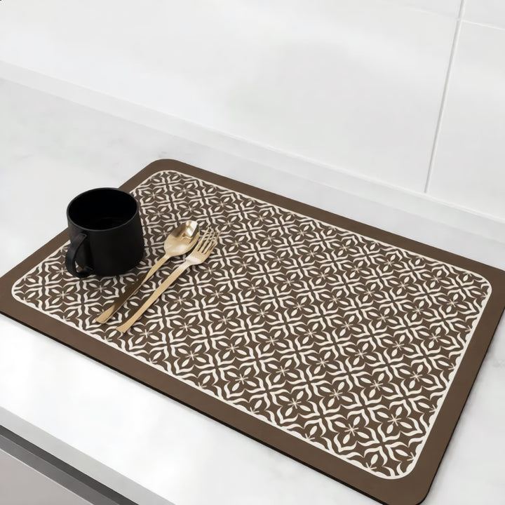 Absorbent Dish Drying Mat Silicone Quick-Drying Kitchen Countertop Protector Elegant Design