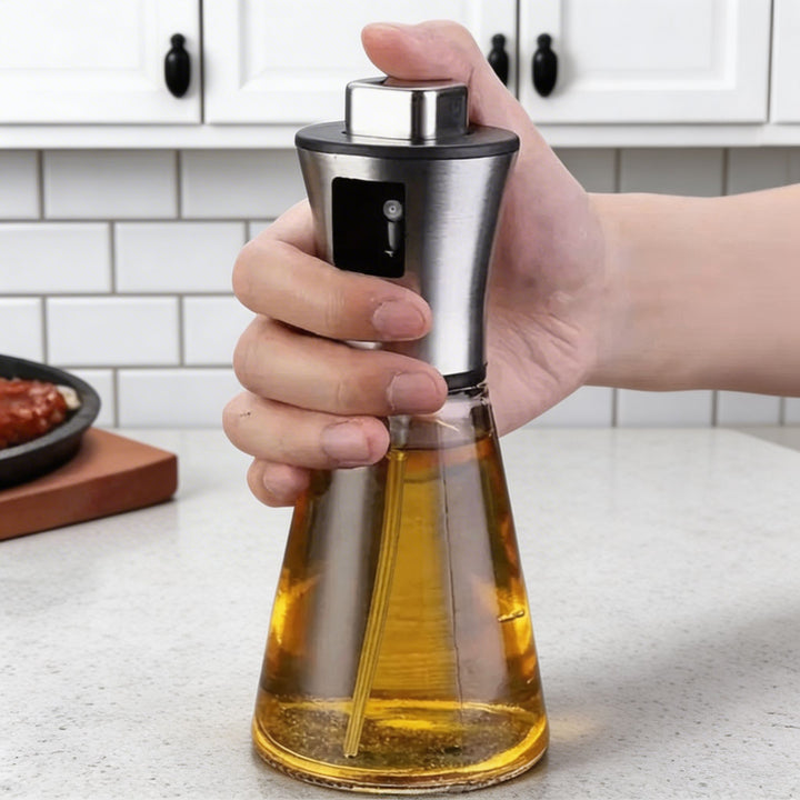 Modern Stainless Steel Olive Oil Spray Bottle with Fine Mist Nozzle for Precise Oil Application