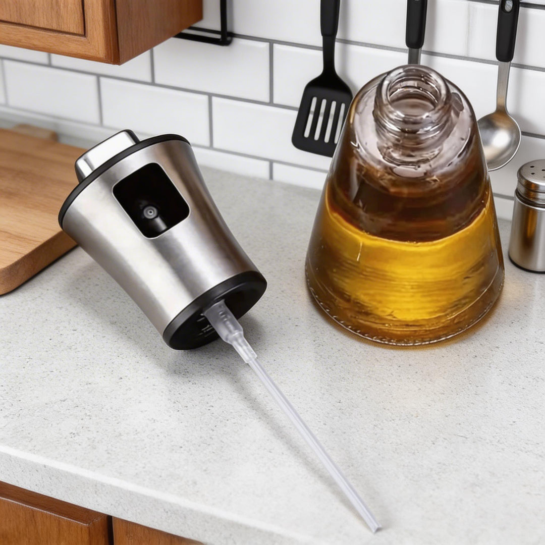 Modern Stainless Steel Olive Oil Spray Bottle with Fine Mist Nozzle for Precise Oil Application