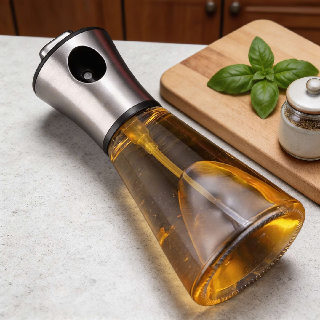 Modern Stainless Steel Olive Oil Spray Bottle with Fine Mist Nozzle for Precise Oil Application