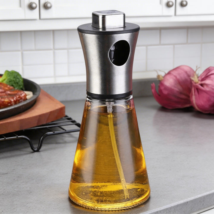 Modern Stainless Steel Olive Oil Spray Bottle with Fine Mist Nozzle for Precise Oil Application