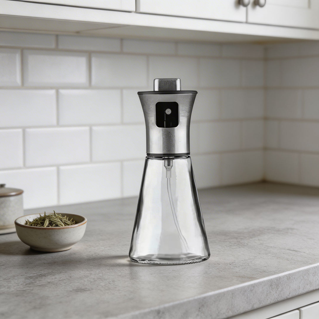 Modern Stainless Steel Olive Oil Spray Bottle with Fine Mist Nozzle for Precise Oil Application