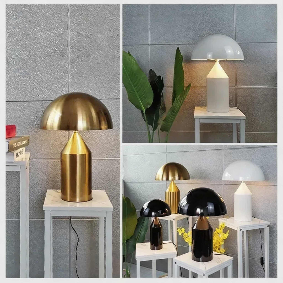 Modern Desk Lamp Adjustable Metal Base Mushroom Shade LED Light for Bedroom or Bedside Use