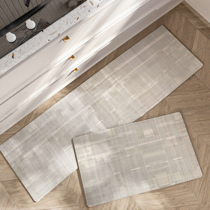 Non-Slip Contemporary Kitchen Mat Floral Stripe Design Durable Microfiber Water-Resistant Easy Clean