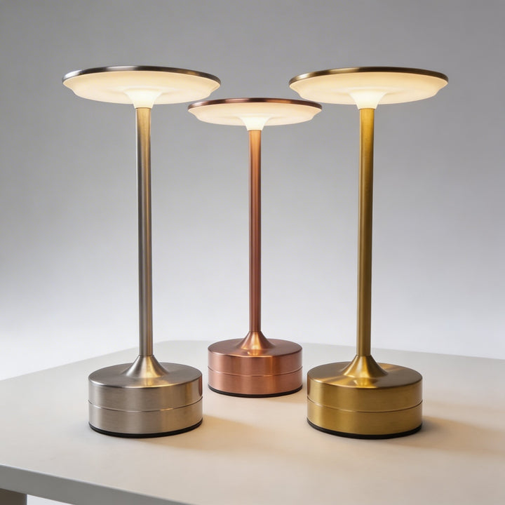 Modern LED Cordless Table Lamp Adjustable Brightness Metal Acrylic Design USB Rechargeable