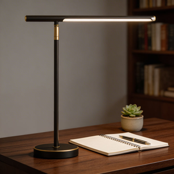 Modern Adjustable Desk Lamp in Copper with LED Light and Dimmable Color Temperature for Home Office