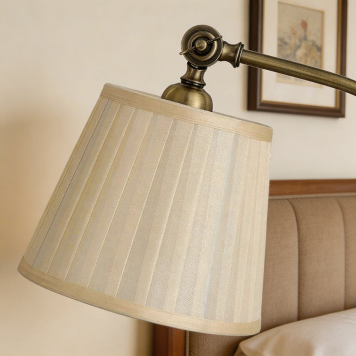 Industrial Desk Lamp Adjustable Iron Frame with Linen Shade and Multiple Light Directions