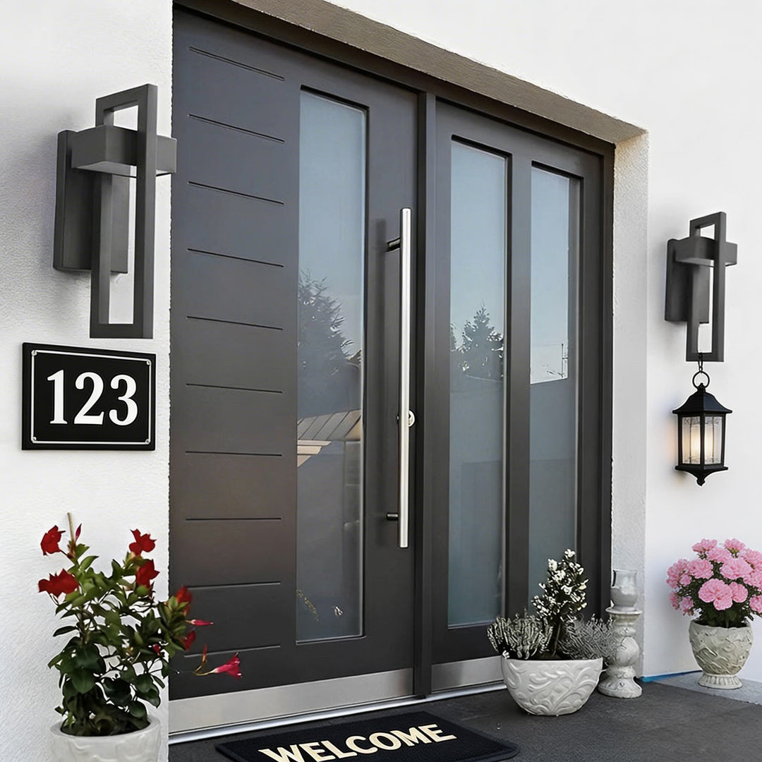 Modern Black Outdoor Wall Sconce Wall Mounted Stainless Steel LED IP65 Waterproof 12W