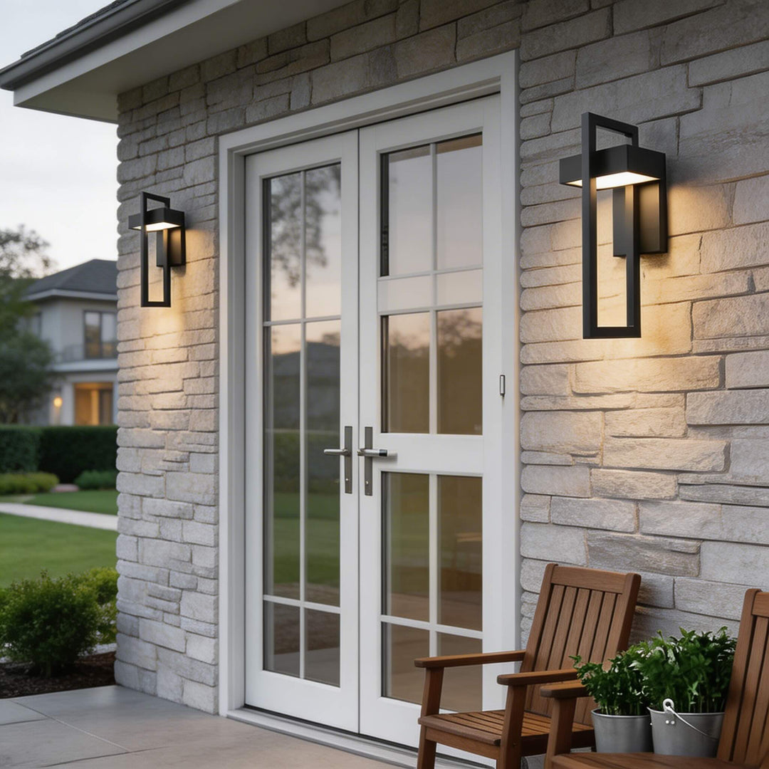 Modern Black Outdoor Wall Sconce Wall Mounted Stainless Steel LED IP65 Waterproof 12W