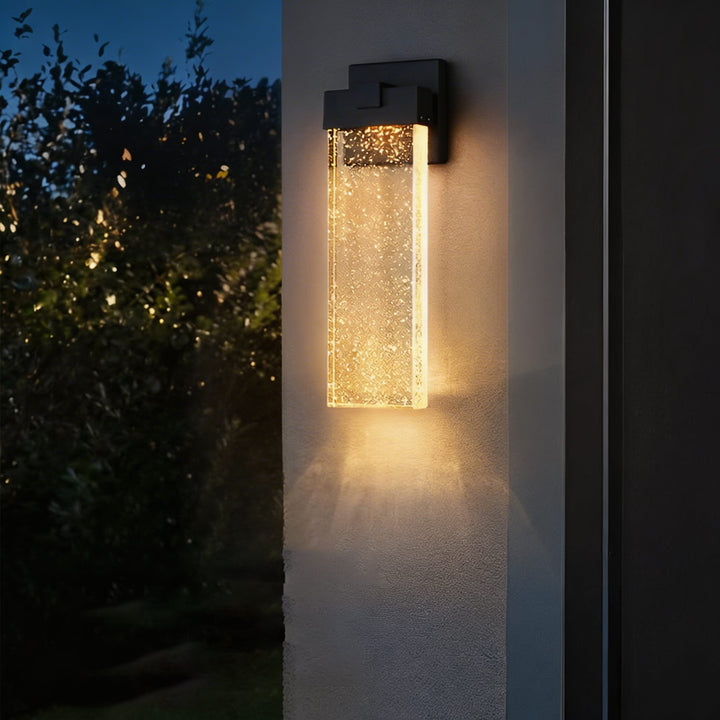 Modern outdoor wall light LED waterproof wall sconce textured glass exterior lighting contemporary home decor
