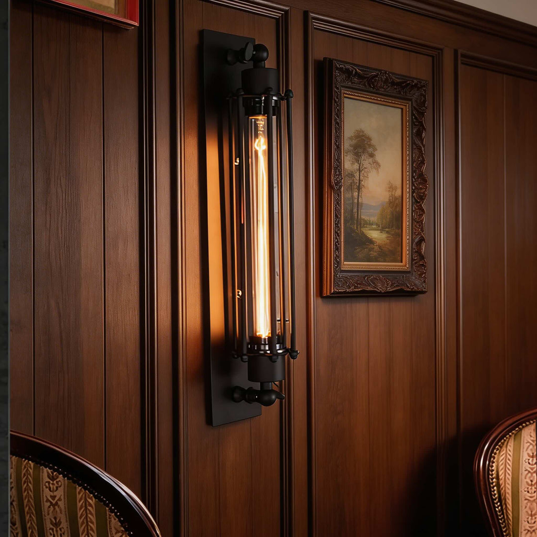 Industrial Wall Sconce Wall Mounted Black Iron LED Compatible Warm White Lighting