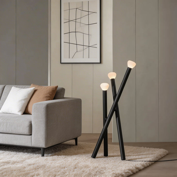 Modern Black Floor Lamp Adjustable Metal LED Light for Living Room Bedroom Study