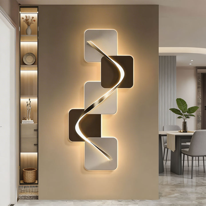 Modern Geometric LED Wall Light Wall Mounted MDF Base for Ambient Indoor Lighting