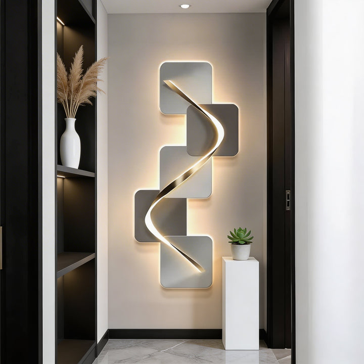 Modern Geometric LED Wall Light Wall Mounted MDF Base for Ambient Indoor Lighting