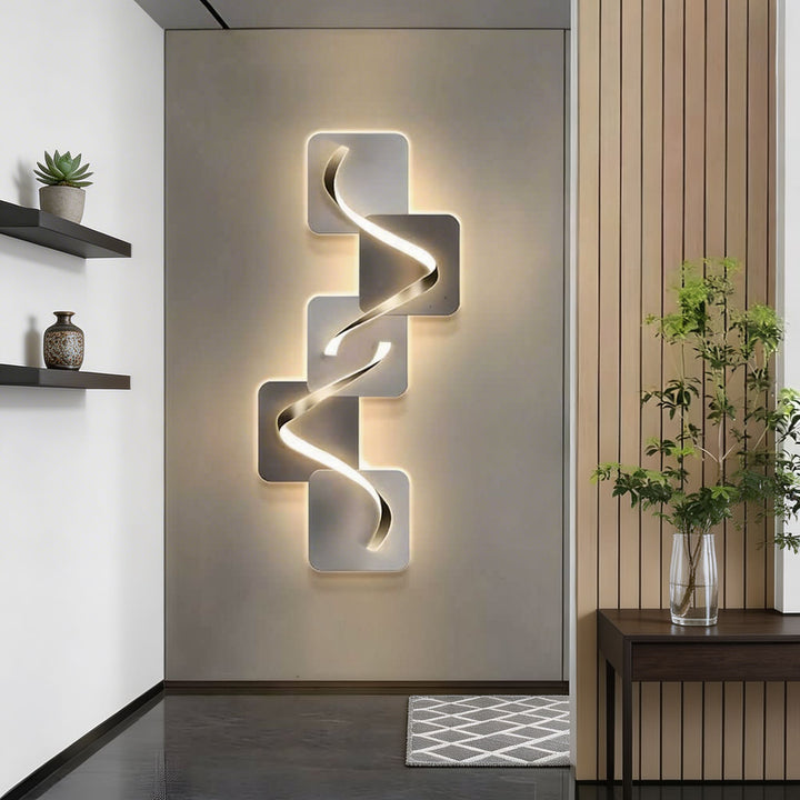 Modern Geometric LED Wall Light Wall Mounted MDF Base for Ambient Indoor Lighting